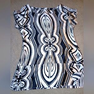 NWOT White House Black Market Swirl Print Pullover Blouse 100% Silk